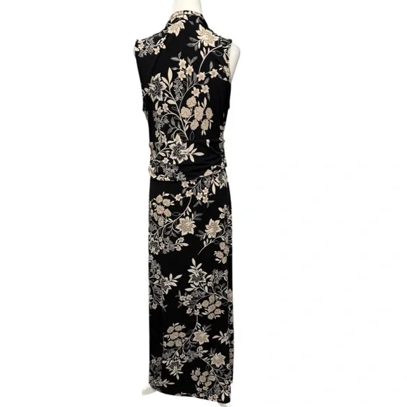 Vince Camuto Black & Beige Floral Maxi Dress Large - Picture 5 of 9